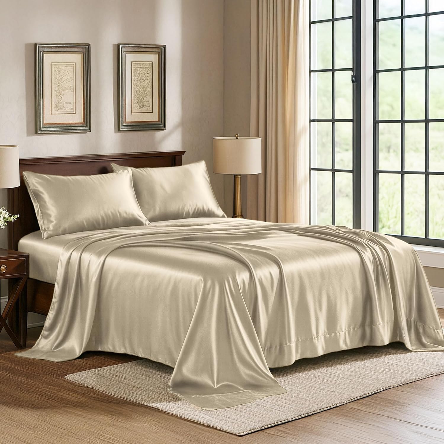 Bibb Satin Sheet Set 4 - Piece Queen Size